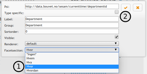 Facet section dropdown